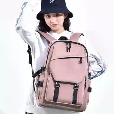 泰克森 减负书包大容量电脑背包防泼水纯色车缝线 耐磨面料 双肩包 男女同款情侣款 蓝色/白色/粉色/灰色/黑色