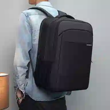 泰克森 笔记本电脑包便携商务 皮膜 双肩包 男女同款情侣款 曜石黑/云雾灰