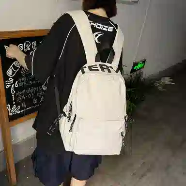 泰克森 日系潮流休闲纯色字母时尚 尼龙 双肩包 男女同款情侣款 多色