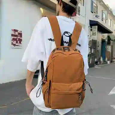 泰克森 日系潮流休闲纯色字母时尚 尼龙 双肩包 男女同款情侣款 多色