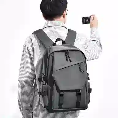 泰克森 减负书包大容量电脑背包防泼水纯色车缝线 耐磨面料 双肩包 男女同款情侣款 蓝色/白色/粉色/灰色/黑色