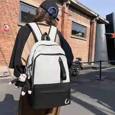 泰克森 日系潮牌双肩包撞色拼接大容量背包大学生书包休闲旅行双肩包 尼龙 男女同款