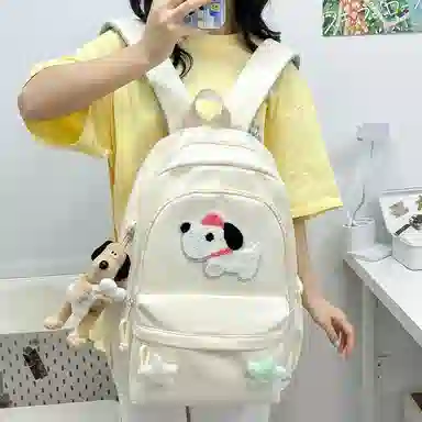 泰克森 女韩版百搭时尚大容量初中校园学院风包气垫背带 复合布 双肩包 大号 男女同款情侣款 多色