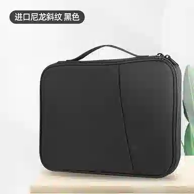 泰克森 纯色大容量拉链开合设计 尼龙 手提包 常规 男女同款情侣款 黑色/绿色