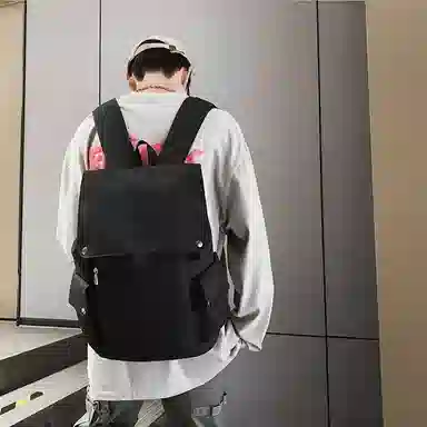 泰克森 纯色电脑学院风大学生翻盖高中生校园 尼龙 背包双肩包 多色 大号 男女同款情侣款