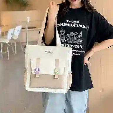 泰克森 大容量百搭 尼龙 单肩包 中号 男女同款情侣款 粉色/紫色/卡其色/绿色/黑色