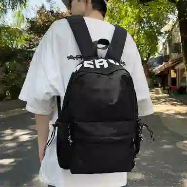 泰克森 日系潮流休闲纯色字母时尚 尼龙 双肩包 男女同款情侣款 多色