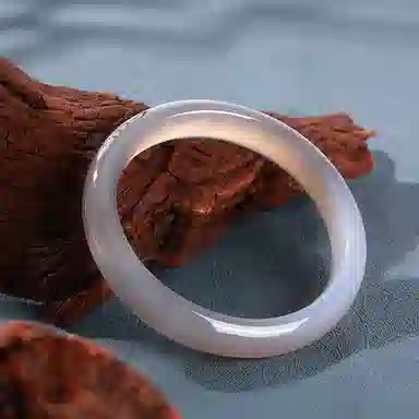 翡翠王朝 国潮新中式古风汉服旗袍 烟灰玉髓 玉石手镯 女款 玉髓