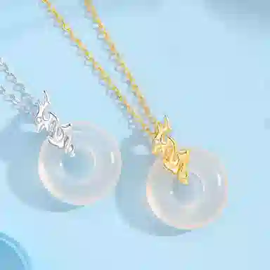 翡翠王朝 祥龙献瑞国潮新中式汉服平安扣 十二生肖 玉髓 玉石项链 女款