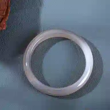 翡翠王朝 国潮新中式古风汉服旗袍 烟灰玉髓 玉石手镯 女款 玉髓