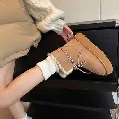 保暖耐磨增高 时尚甜美休闲学院风厚底柔软两穿 短筒 雪地靴 女款