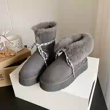 保暖耐磨增高 时尚甜美休闲学院风厚底柔软两穿 短筒 雪地靴 女款