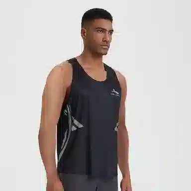 沃兰迪 风影训练短跑田径马拉松速干排汗运动背心 男女同款 黑色