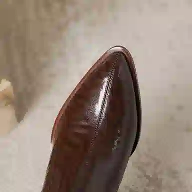 子骁 牛皮 尖头粗跟 潮流百搭 法式复古 短靴 女款