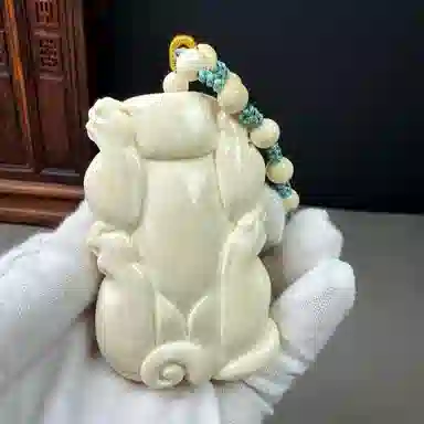 吉千年 【收藏级+孤品】新中式复古潮流风 好运 平安顺遂 招财进宝 招财貔貅 满纹果冻料 猛犸 摆件 男女同款情侣款