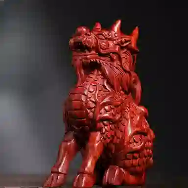 吉千年 新中式复古潮流风 好运 招财进宝 麒麟  赞比亚 血檀 把件 男女同款情侣款