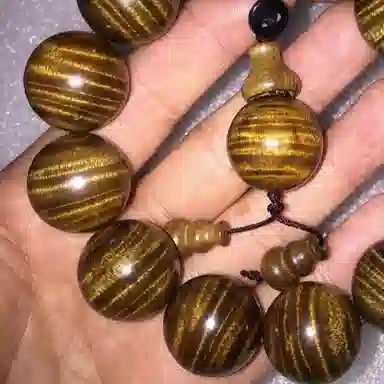 吉千年 【收藏级】新中式复古潮流风 好运 平安顺遂 招财进宝 爆满水波黑金 金丝楠 楠木 手串 男女同款情侣款