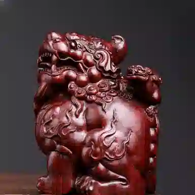 吉千年 【顺丰包邮】新中式复古潮流风 好运 招财进宝 子母貔貅 血檀 木作把件 男女同款情侣款
