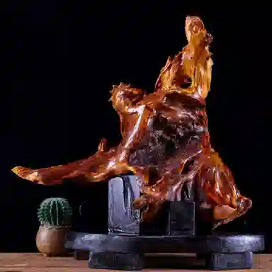 吉千年 【孤品】新中式复古潮流风 好运 平安顺遂 招财进宝  精工雕刻 崖柏 摆件 男女同款情侣款