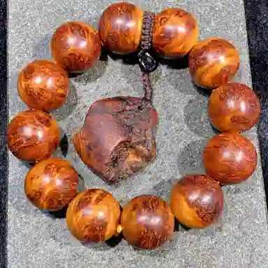 吉千年 【收藏级】新中式复古潮流风 好运 平安顺遂 招财进宝 雪花纹 崖柏 手串 男女同款情侣款