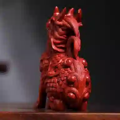 吉千年 新中式复古潮流风 好运 招财进宝 麒麟  赞比亚 血檀 把件 男女同款情侣款