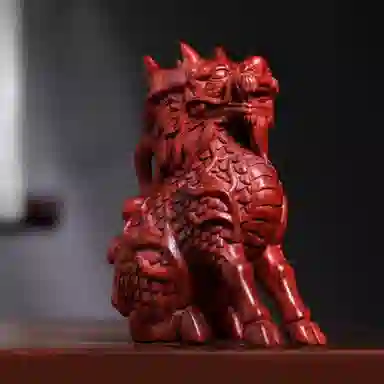 吉千年 新中式复古潮流风 好运 招财进宝 麒麟  赞比亚 血檀 把件 男女同款情侣款