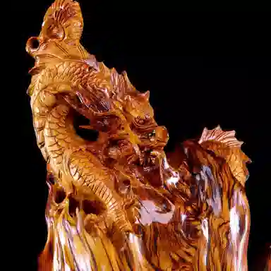 吉千年 【孤品】新中式复古潮流风 好运 平安顺遂 招财进宝  精工雕刻 崖柏 摆件 男女同款情侣款