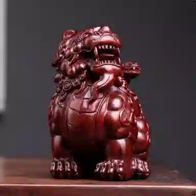 吉千年 【顺丰包邮】新中式复古潮流风 好运 招财进宝 子母貔貅 血檀 木作把件 男女同款情侣款