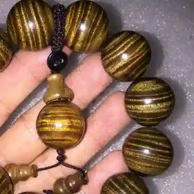 吉千年 【收藏级】新中式复古潮流风 好运 平安顺遂 招财进宝 爆满水波黑金 金丝楠 楠木 手串 男女同款情侣款