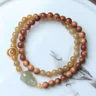 吉千年 设计款小尺寸双圈 木作 手串 男女同款情侣款 檀木