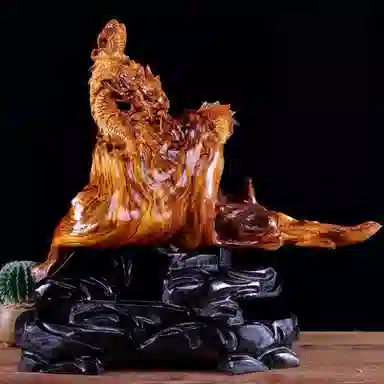 吉千年 【孤品】新中式复古潮流风 好运 平安顺遂 招财进宝  精工雕刻 崖柏 摆件 男女同款情侣款