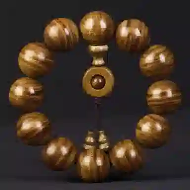 吉千年 【品鉴级】新中式复古潮流风 好运 平安顺遂 招财进宝 黄料 桢楠 满水波 满水浮光 楠木 手串 男女同款情侣款