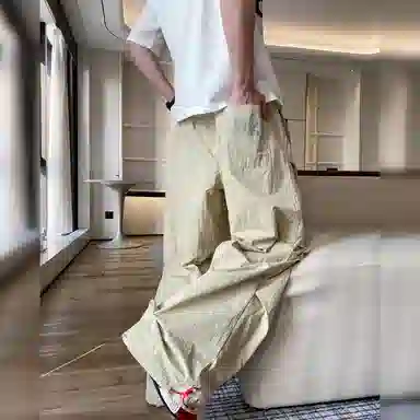悍戈 美式复古简约纯色户外机能风阔腿速干防晒运动登山裤潮流直筒宽松百搭伞兵裤休闲裤 男女同款