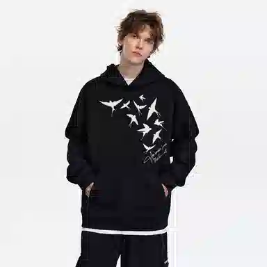 Pirkadat Oversize Hoodie Bird Silhouette