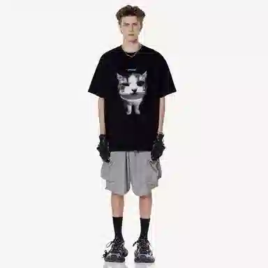 Pirkadat Vintage Cat Print T-Shirt