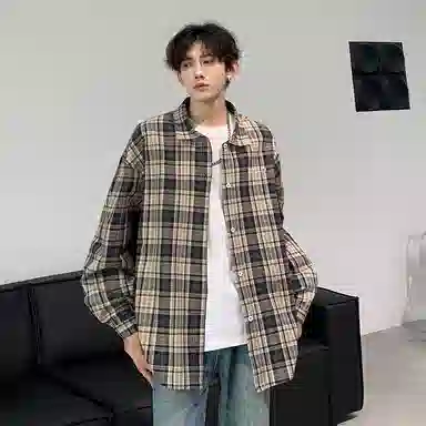 DAREASY Vintage Letter Embroidered Plaid Shirt