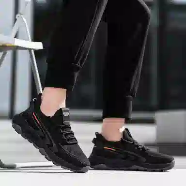 木林森 织物 时尚百搭  轻便舒适 厚底增高 户外运动 健步鞋 黑武士 潮流椰子鞋 耐磨透气防滑 低帮 生活休闲鞋 男款