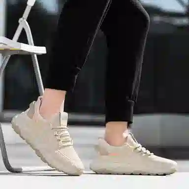 木林森 织物 时尚百搭  轻便舒适 厚底增高 户外运动 健步鞋 黑武士 潮流椰子鞋 耐磨透气防滑 低帮 生活休闲鞋 男款