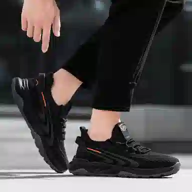 木林森 织物 时尚百搭  轻便舒适 厚底增高 户外运动 健步鞋 黑武士 潮流椰子鞋 耐磨透气防滑 低帮 生活休闲鞋 男款