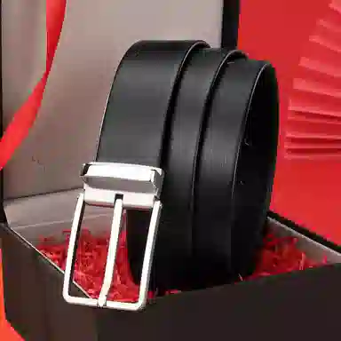 牛当家 不锈钢针扣真皮摔纹头层牛皮青年商务 皮带 男款