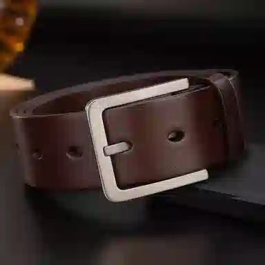 牛当家 防过敏钛扣真皮针扣头层牛皮 皮带 男款