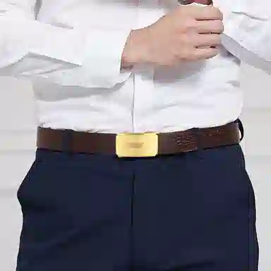 牛当家 鳄鱼纹不锈钢自动扣真皮腰带头层牛皮 皮带 男款