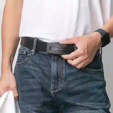 牛当家 青年头层牛皮商务真皮自动扣 皮带 男款