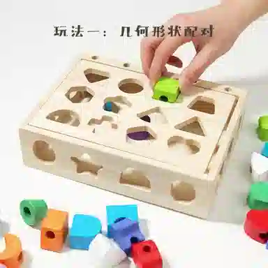 咕轹 串珠五套柱 早教益智玩具