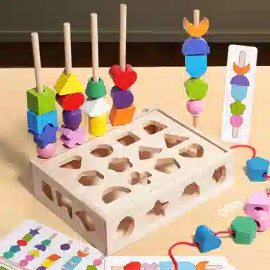 咕轹 串珠五套柱 早教益智玩具