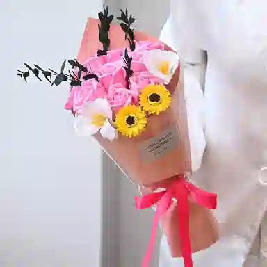 咕轹 玫瑰花束 太阳花 仿真花 香皂花 玩具