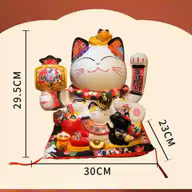 咕轹 陶瓷自动招手招财猫可爱  潮流衍生品