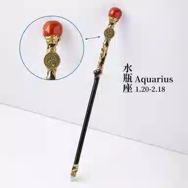 咕轹 水晶原石十二星座权杖 玩具