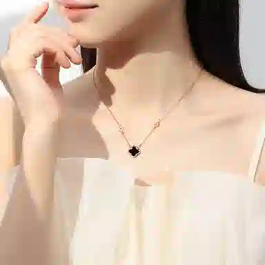 【S999足银纯银 幸运四叶草】 七七银饰 森系小清新 轻奢时尚小众 本命年转运 诸事顺利有钱花 约会表白#好运 玛瑙 项链 男女同款情侣款