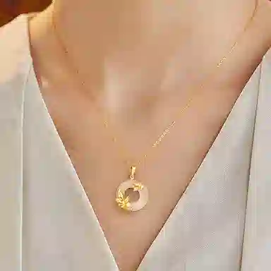 【S925纯银 高品质】 七七银饰 麦穗平安扣 新中式穗穗平安 本命年转运 古风约会小众轻奢 精致闪燿优雅 百搭锁骨链 好运 玉髓 项链 女款